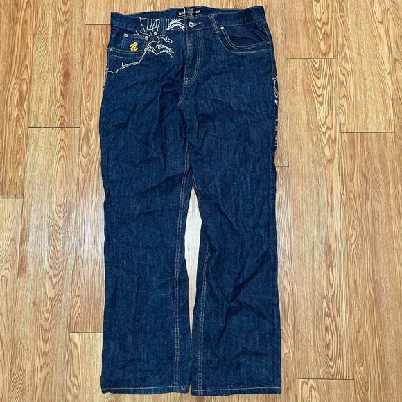RocaWear Baggy Y2K Embroidered Pocket Skater Wave‎ Jeans - Picture 1 of 5